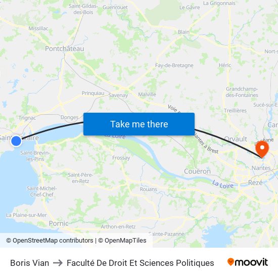 Boris Vian to Faculté De Droit Et Sciences Politiques map