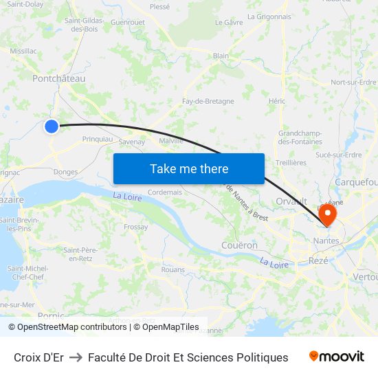 Croix D'Er to Faculté De Droit Et Sciences Politiques map