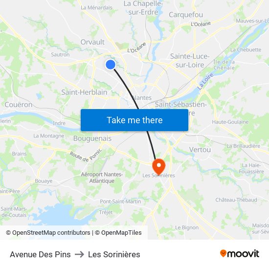 Avenue Des Pins to Les Sorinières map
