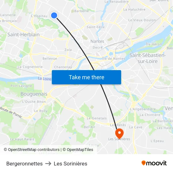 Bergeronnettes to Les Sorinières map