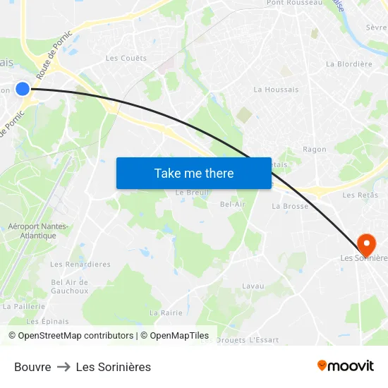 Bouvre to Les Sorinières map