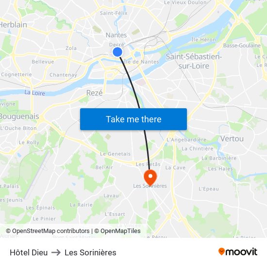 Hôtel Dieu to Les Sorinières map