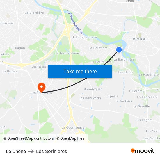 Le Chêne to Les Sorinières map