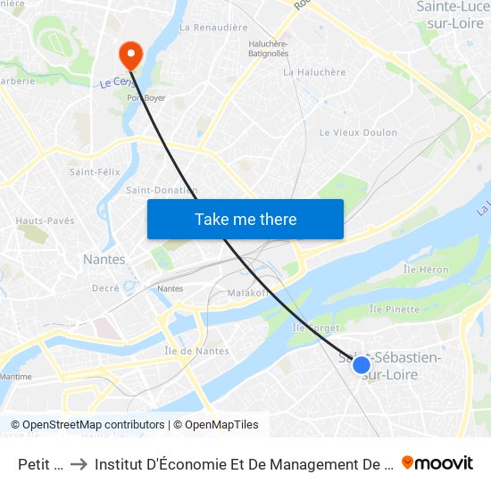 Petit Anjou to Institut D'Économie Et De Management De Nantes - Iae - Bâtiment Erdre map