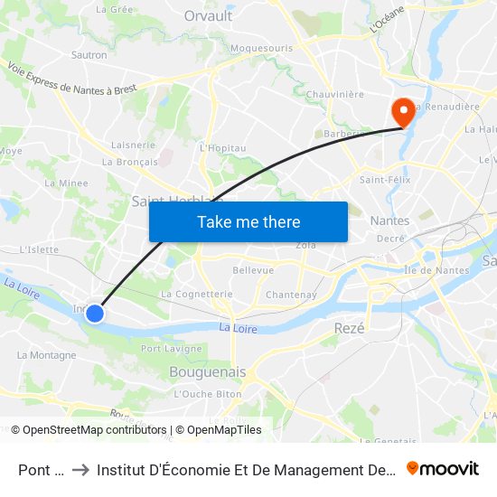 Pont Allard to Institut D'Économie Et De Management De Nantes - Iae - Bâtiment Erdre map