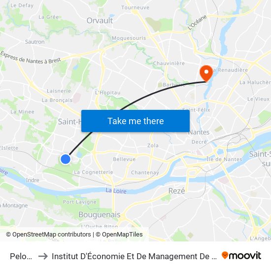 Pelousière to Institut D'Économie Et De Management De Nantes - Iae - Bâtiment Erdre map