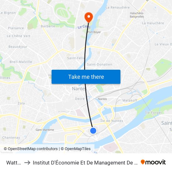 Wattignies to Institut D'Économie Et De Management De Nantes - Iae - Bâtiment Erdre map