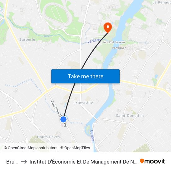 Bruneau to Institut D'Économie Et De Management De Nantes - Iae - Bâtiment Erdre map