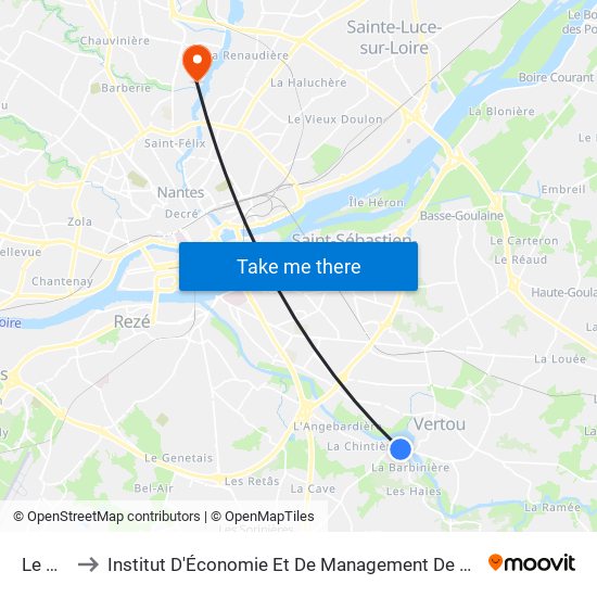 Le Chêne to Institut D'Économie Et De Management De Nantes - Iae - Bâtiment Erdre map