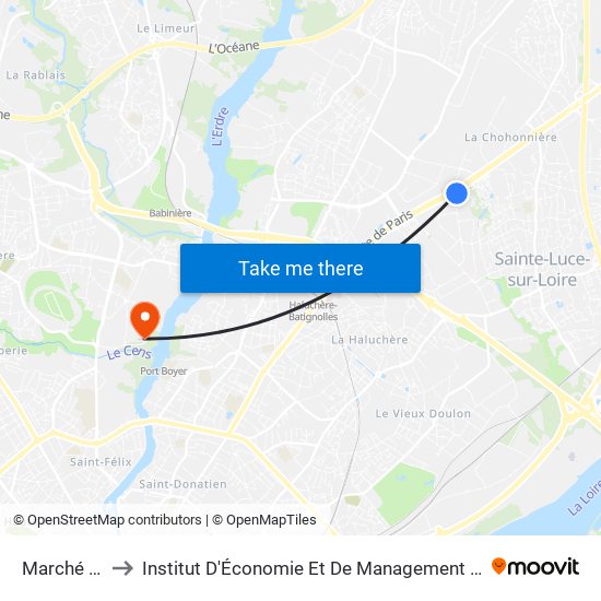 Marché Commun to Institut D'Économie Et De Management De Nantes - Iae - Bâtiment Erdre map