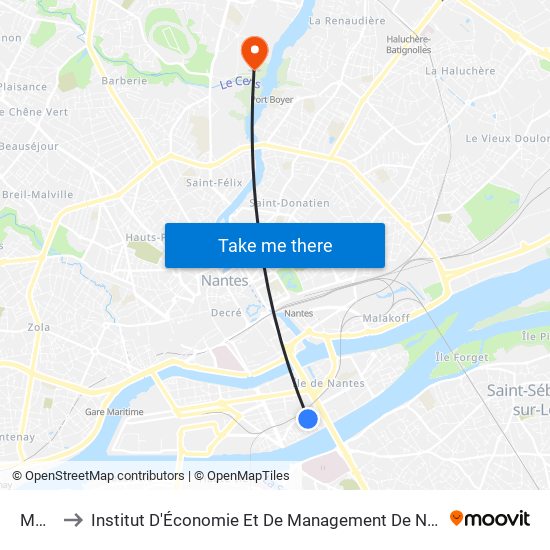 Monzie to Institut D'Économie Et De Management De Nantes - Iae - Bâtiment Erdre map