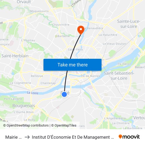 Mairie De Rezé to Institut D'Économie Et De Management De Nantes - Iae - Bâtiment Erdre map