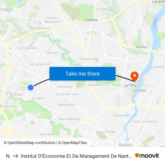 Nil to Institut D'Économie Et De Management De Nantes - Iae - Bâtiment Erdre map