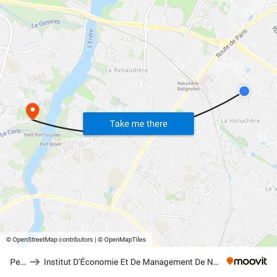 Perray to Institut D'Économie Et De Management De Nantes - Iae - Bâtiment Erdre map