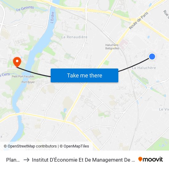 Plantiveau to Institut D'Économie Et De Management De Nantes - Iae - Bâtiment Erdre map