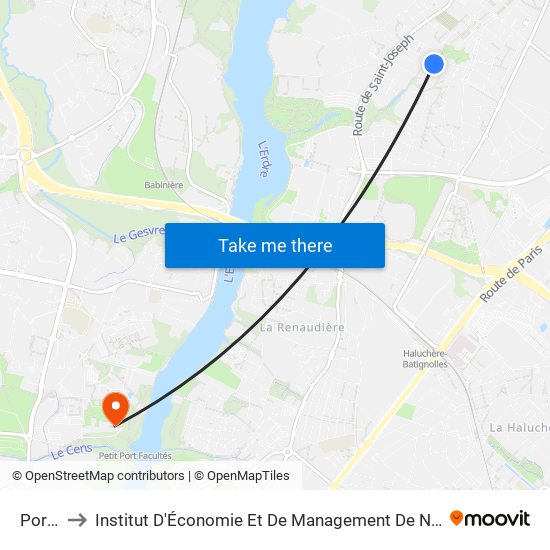 Portricq to Institut D'Économie Et De Management De Nantes - Iae - Bâtiment Erdre map