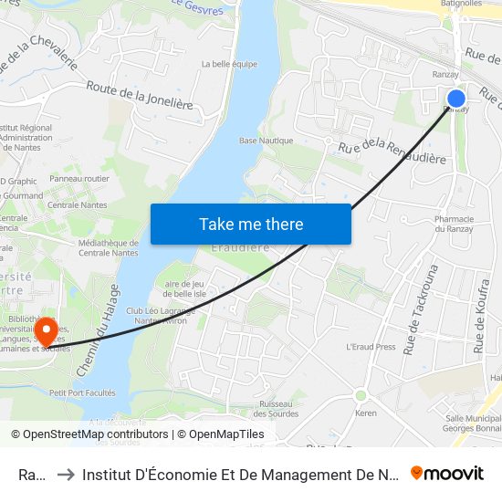 Ranzay to Institut D'Économie Et De Management De Nantes - Iae - Bâtiment Erdre map