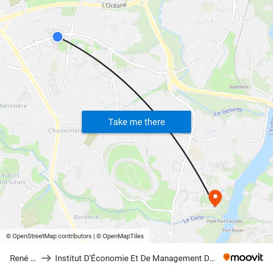 René Cassin to Institut D'Économie Et De Management De Nantes - Iae - Bâtiment Erdre map