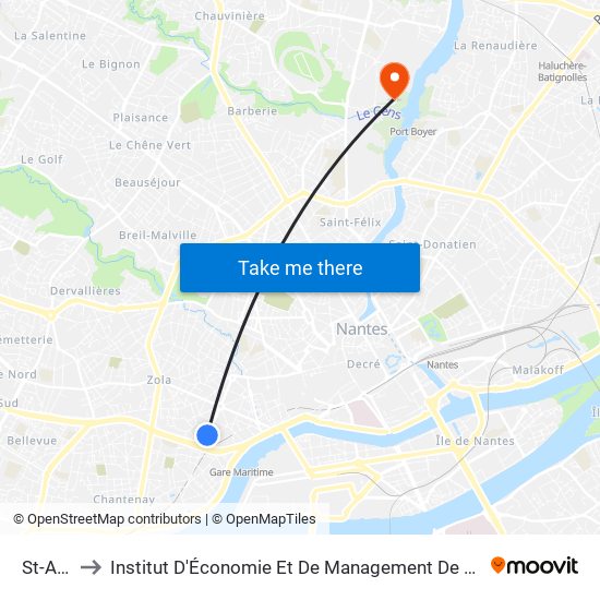 St-Aignan to Institut D'Économie Et De Management De Nantes - Iae - Bâtiment Erdre map