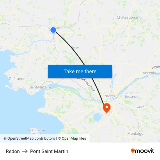Redon to Pont Saint Martin map