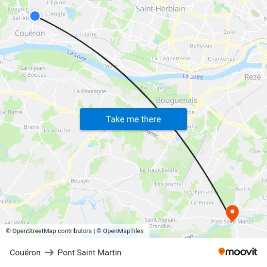 Couëron to Pont Saint Martin map