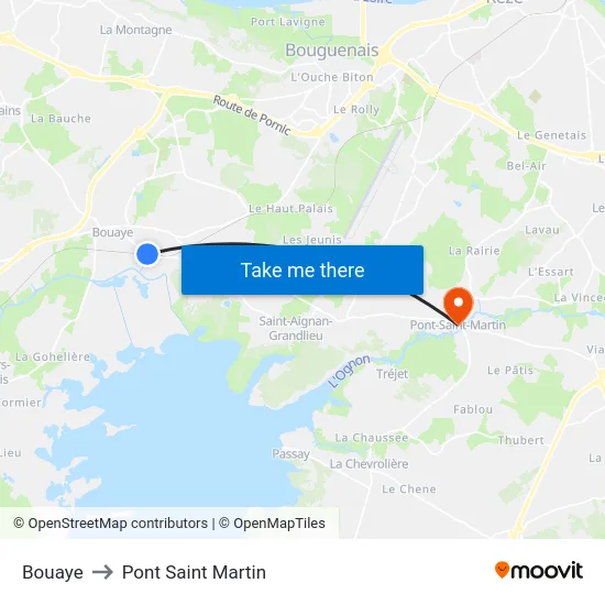 Bouaye to Pont Saint Martin map