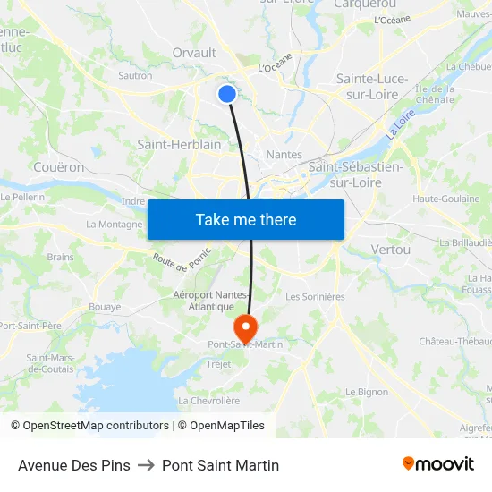 Avenue Des Pins to Pont Saint Martin map