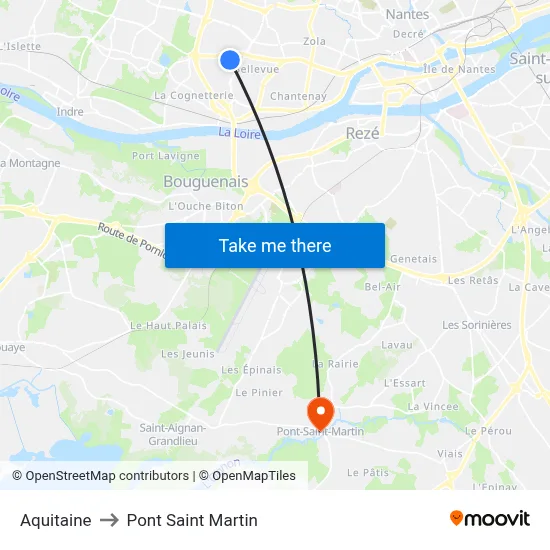 Aquitaine to Pont Saint Martin map