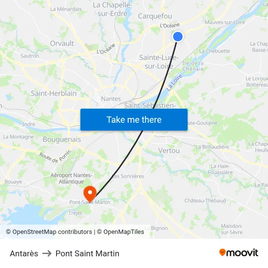 Antarès to Pont Saint Martin map