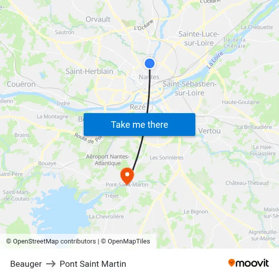 Beauger to Pont Saint Martin map
