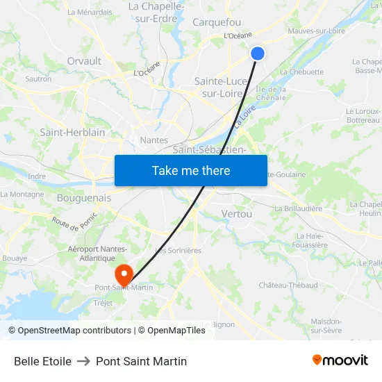 Belle Etoile to Pont Saint Martin map