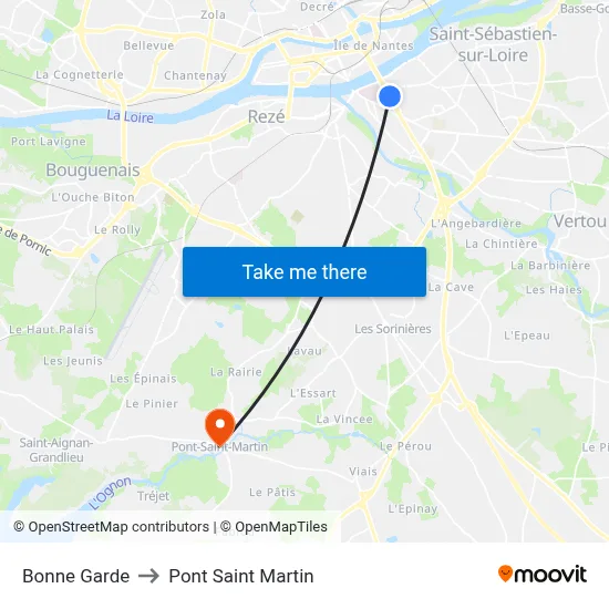 Bonne Garde to Pont Saint Martin map