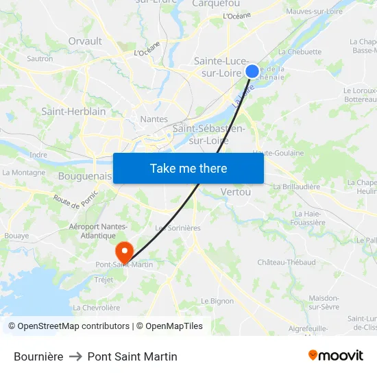 Bournière to Pont Saint Martin map