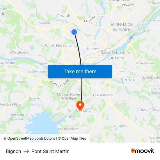 Bignon to Pont Saint Martin map