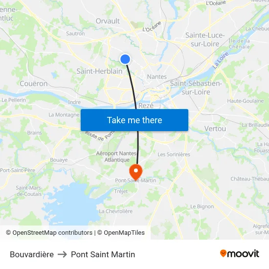 Bouvardière to Pont Saint Martin map