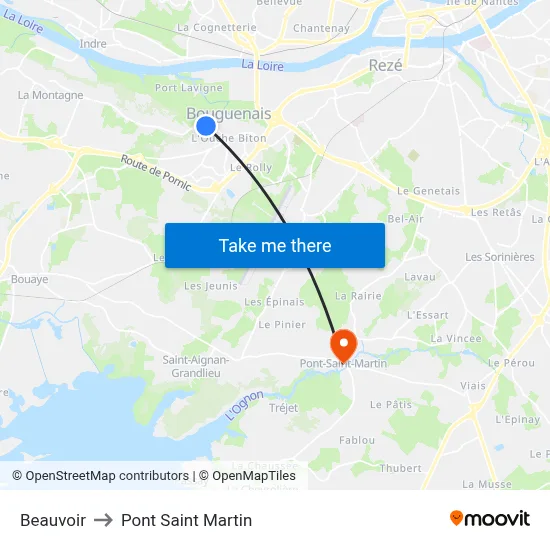 Beauvoir to Pont Saint Martin map