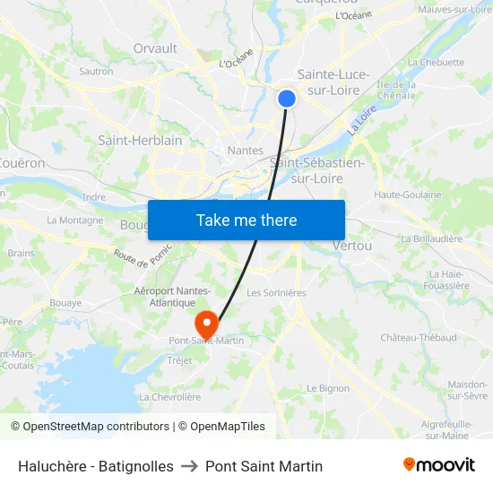 Haluchère - Batignolles to Pont Saint Martin map