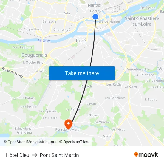Hôtel Dieu to Pont Saint Martin map