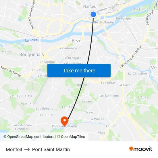 Monteil to Pont Saint Martin map