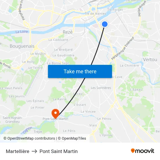 Martellière to Pont Saint Martin map