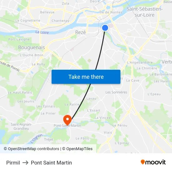 Pirmil to Pont Saint Martin map