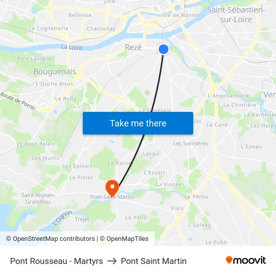 Pont Rousseau - Martyrs to Pont Saint Martin map