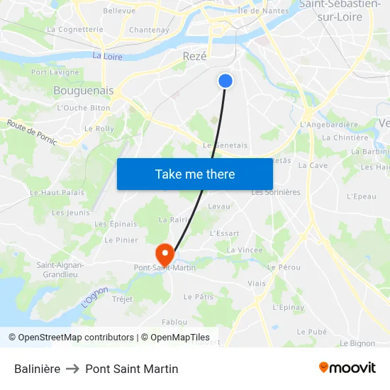 Balinière to Pont Saint Martin map