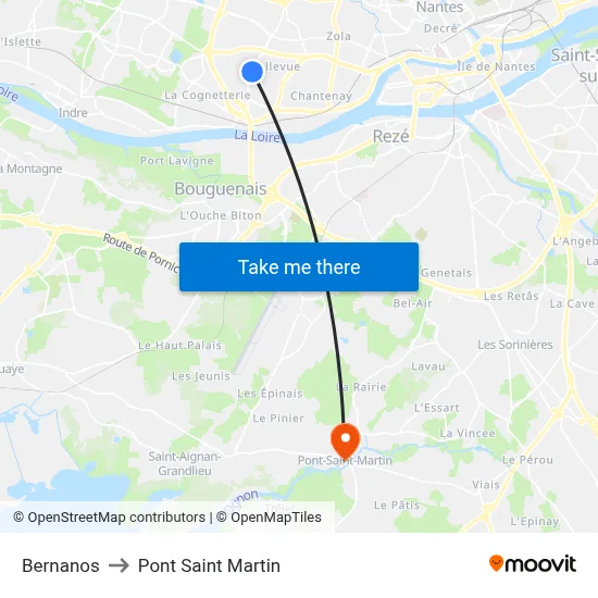 Bernanos to Pont Saint Martin map