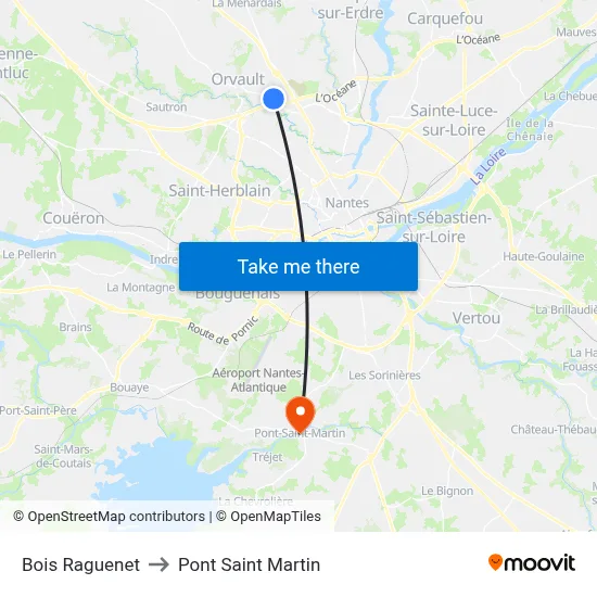 Bois Raguenet to Pont Saint Martin map