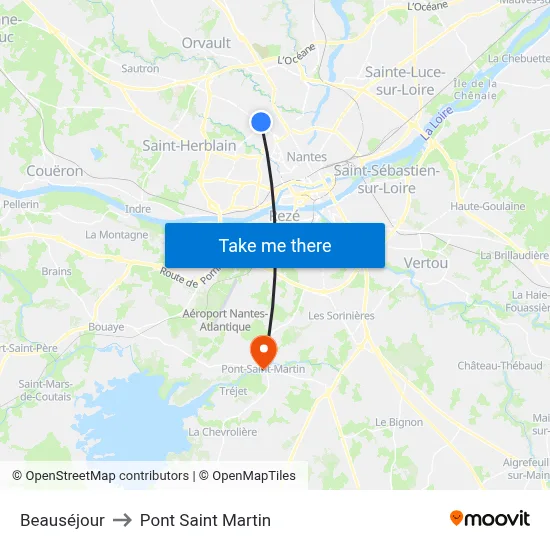 Beauséjour to Pont Saint Martin map