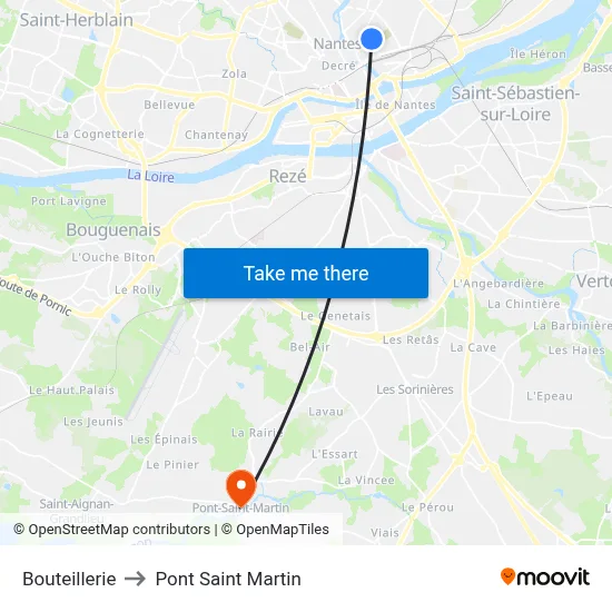 Bouteillerie to Pont Saint Martin map