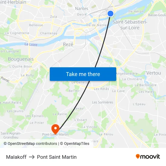 Malakoff to Pont Saint Martin map