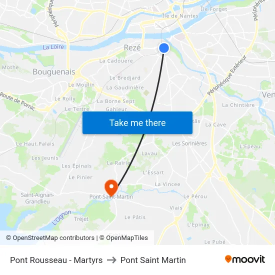 Pont Rousseau - Martyrs to Pont Saint Martin map