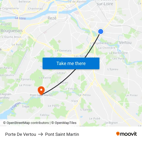 Porte De Vertou to Pont Saint Martin map